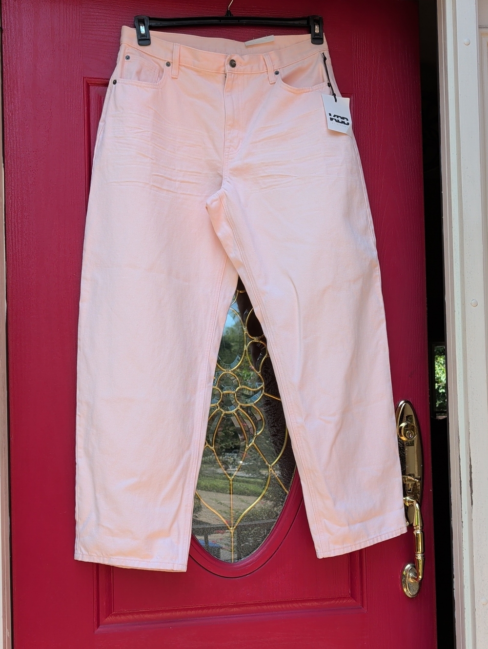NWT - KBB by Kahlana Mid Rise Barrel Leg Jean - Pink